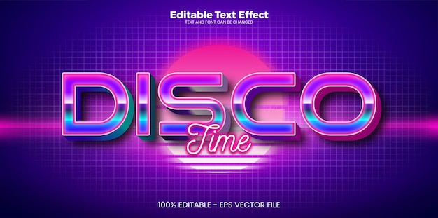 Efeito de texto editável disco time no estilo de tendência moderno