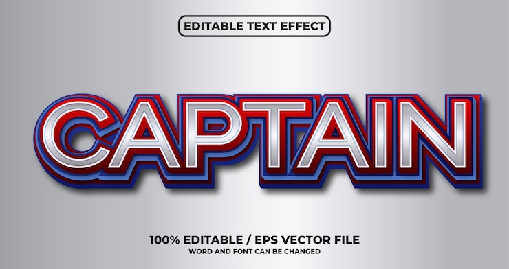 Efeito de texto editável do capitão
