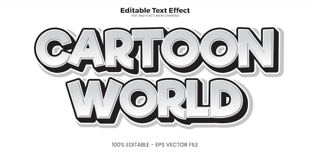 Efeito de texto editável do cartoon world no estilo de tendência moderna