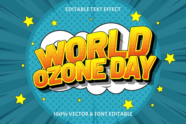 Efeito de texto editável do dia mundial do ozônio