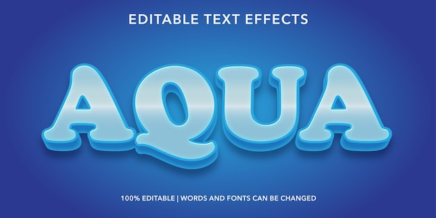 Vetor efeito de texto editável do estilo aqua 3d