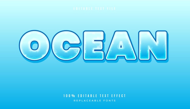 Vetor efeito de texto editável do estilo ocean 3d