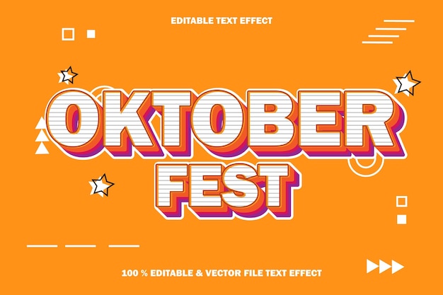 Efeito de texto editável do festival de outubro em relevo estilo quadrinhos de desenho animado