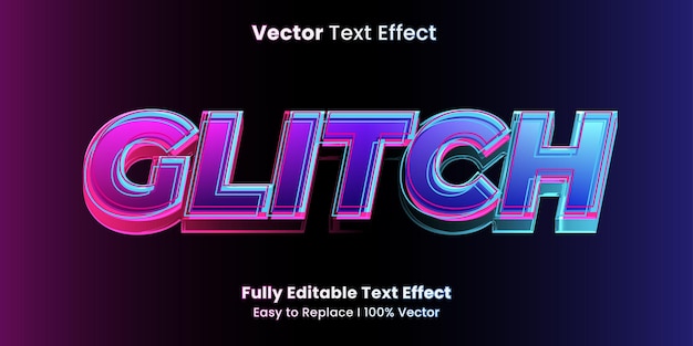 Efeito de texto editável do Glitch Vector