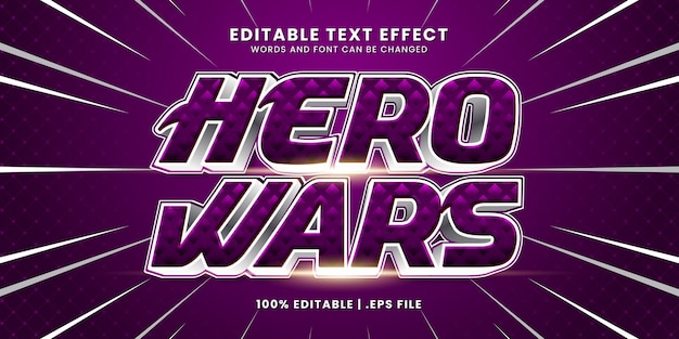 Efeito de texto editável do hero wars em estilo 3d