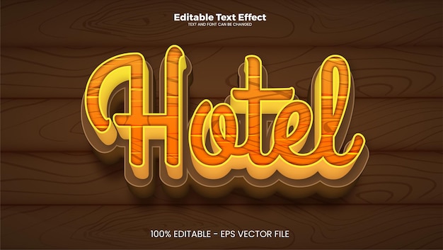 Vetor efeito de texto editável do hotel no estilo de tendência moderna