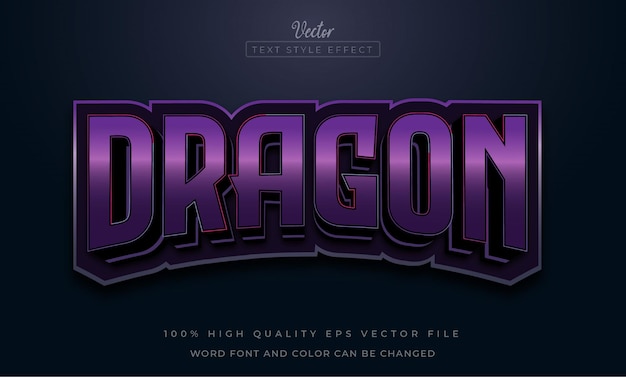 Efeito de texto editável do logotipo de jogos esportivos de dragão roxo