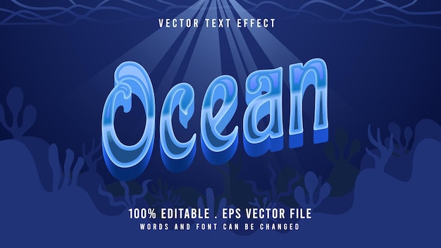 Efeito de texto editável do oceano