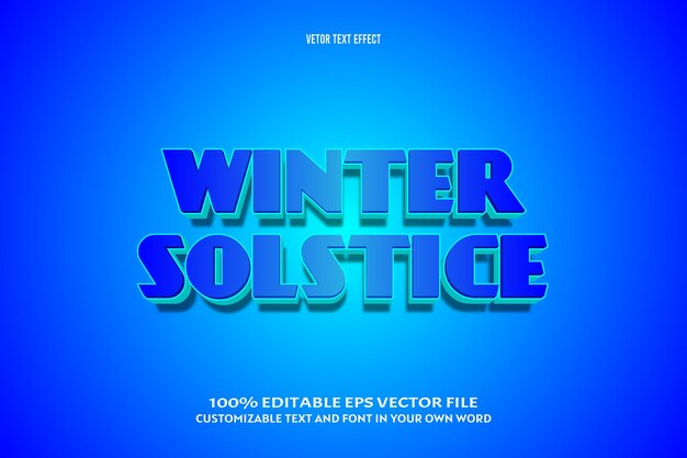 Efeito de texto editável do solstício de inverno Estilo de quadrinhos em relevo em 3 dimensões