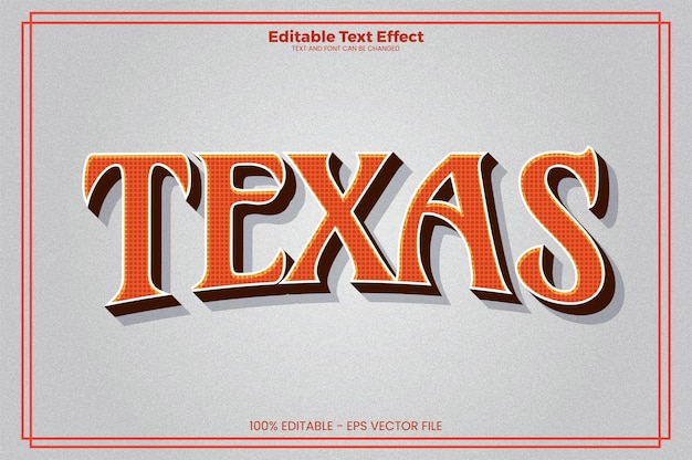 Vetor efeito de texto editável do texas no estilo de tendência moderno
