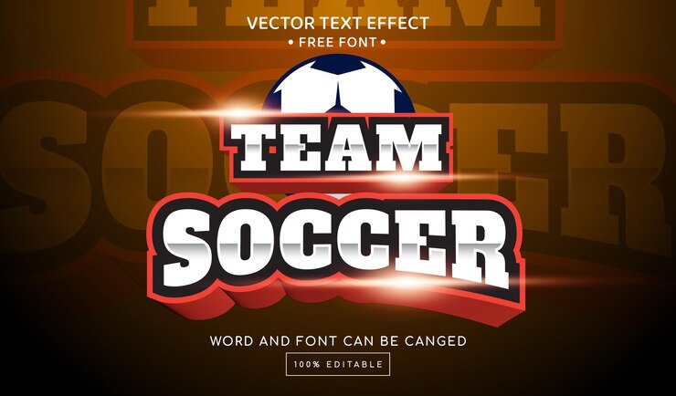 Vetor efeito de texto editável do time de futebol