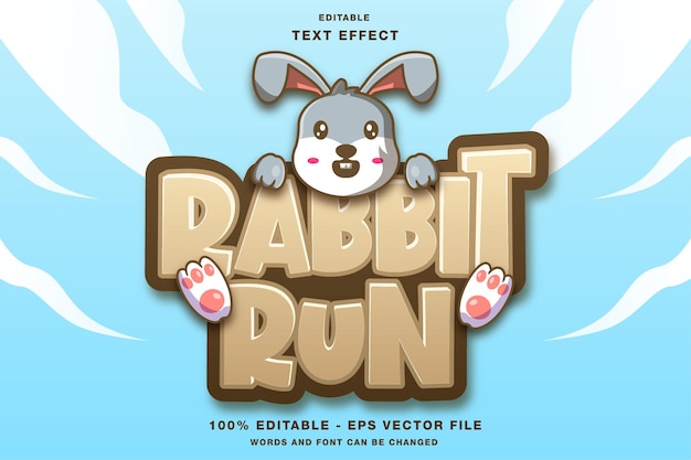 Efeito de texto editável do título do jogo rabbit run