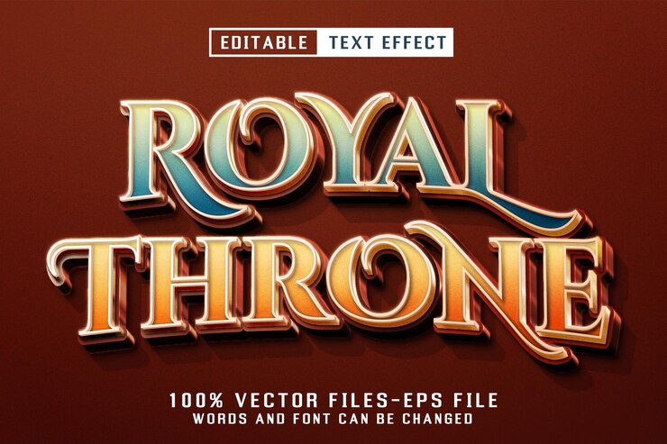 Vetor efeito de texto editável do trono real