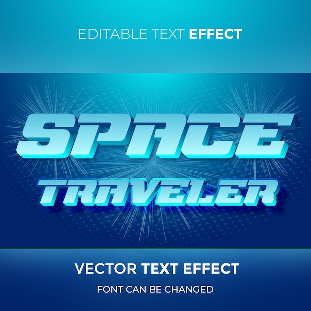 Efeito de texto editável do viajante espacial vetor premium