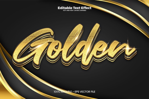 Efeito de texto editável dourado em estilo de tendência moderna