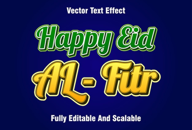 Efeito de texto editável eid al fitri com fundo preto