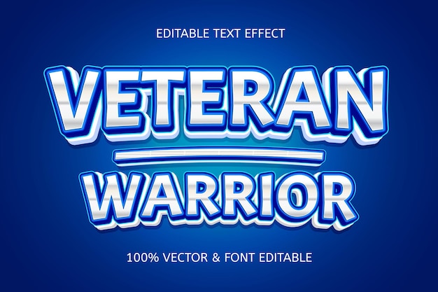 Efeito de texto editável elegante de guerreiro veterano