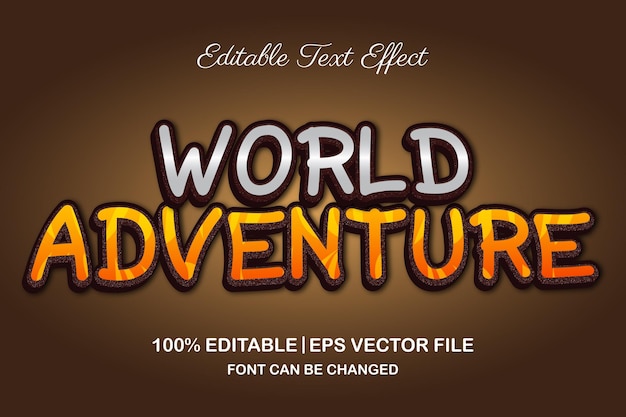 Vetor efeito de texto editável em 3d da aventura mundial