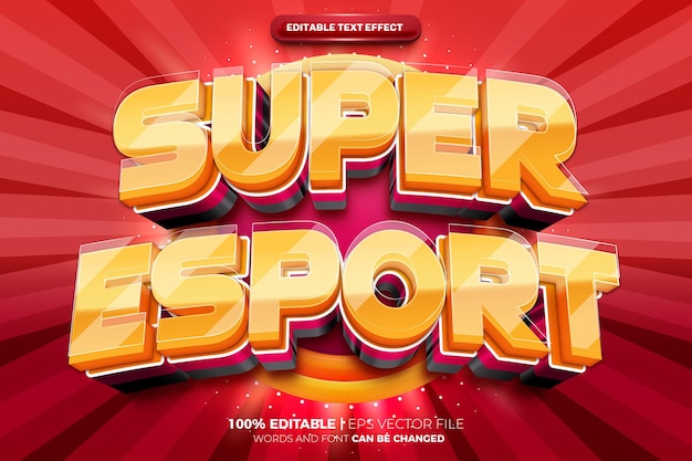 Efeito de texto editável em 3d da equipe super esport