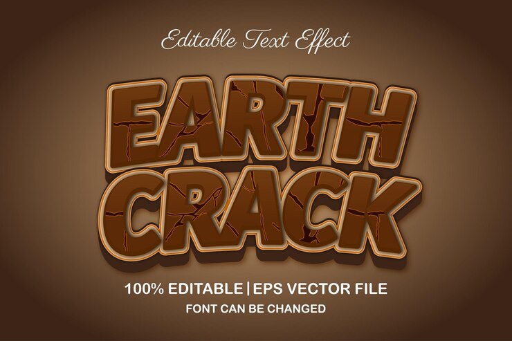 Vetor efeito de texto editável em 3d da rachadura da terra