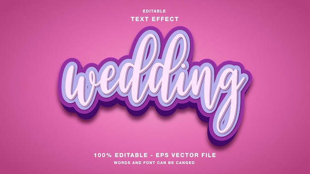 Efeito de texto editável em 3d de letras de casamento