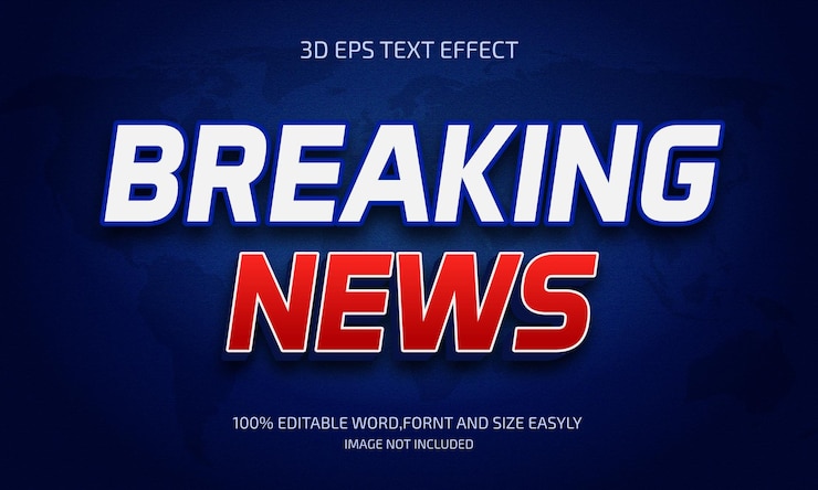 Vetor efeito de texto editável em 3d de notícias de última hora