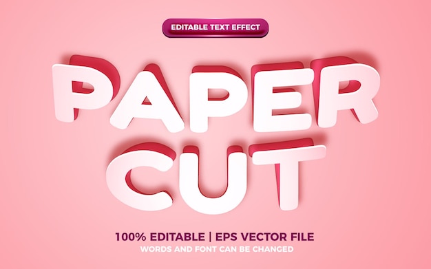 Efeito de texto editável em 3d de origami com corte de papel