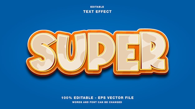 Efeito de texto editável em 3d do título do jogo de super desenho animado