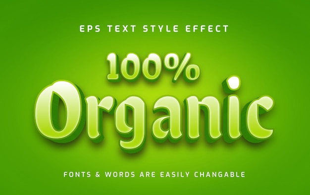 Efeito de texto editável em 3d fresco, verde e orgânico
