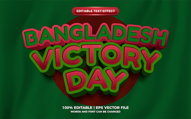 Efeito de texto editável em 3d moderno do dia da vitória de bangladesh