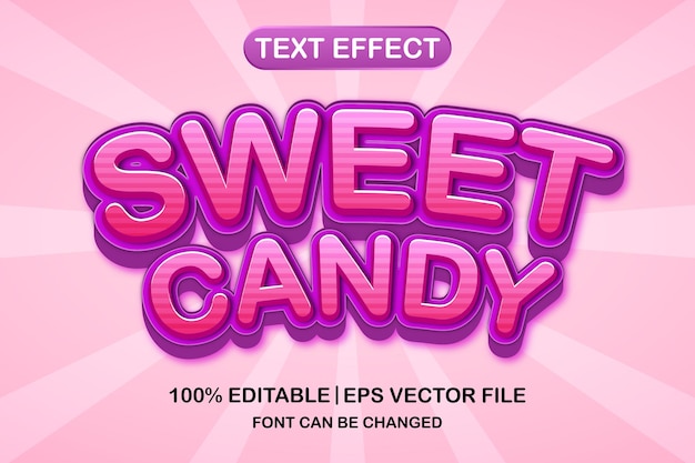 Vetor efeito de texto editável em 3d sweet candy