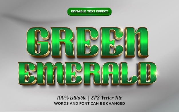 Efeito de texto editável em 3d verde esmeralda luxo ouro