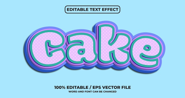 Efeito de texto editável em bolo
