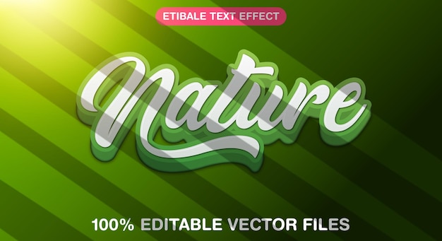 Vetor efeito de texto editável em estilo 3d da natureza com fundo brilhante