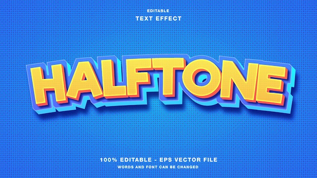 Efeito de texto editável em estilo 3D de meio-tom