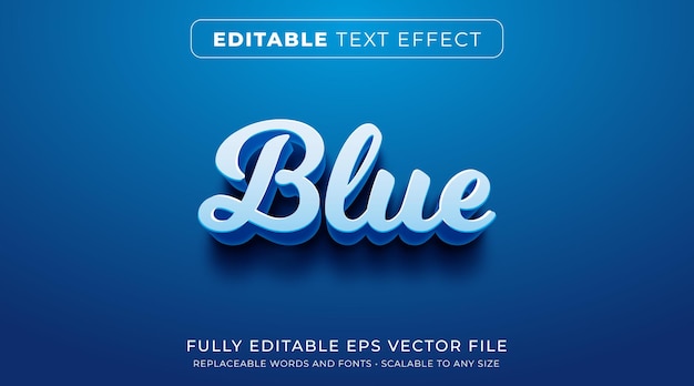 Vetor efeito de texto editável em estilo de texto cursivo azul