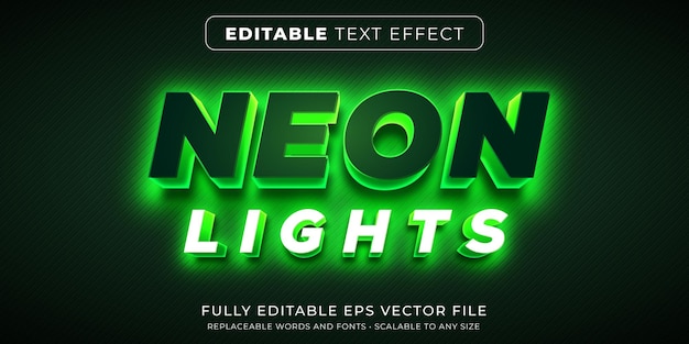 Vetor efeito de texto editável em estilo neon