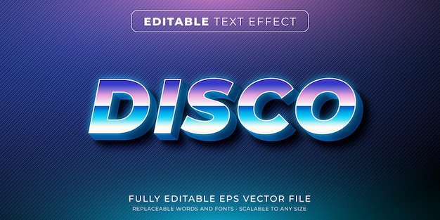 Efeito de texto editável em estilo retro discoteca