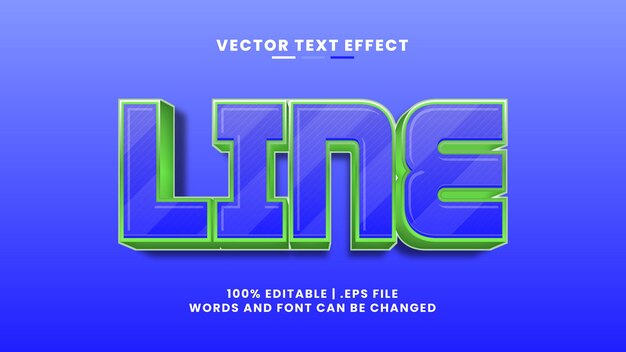 Efeito de texto editável em linha 3d em estilo de desenho animado e de jogo