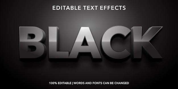 Vetor efeito de texto editável em preto