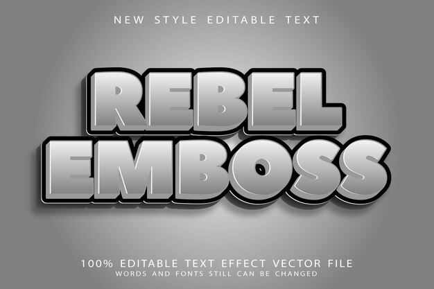 Efeito de texto editável em relevo rebel em estilo moderno em relevo