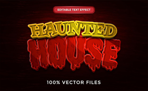 Vetor efeito de texto editável em vetor premium de estilo casa assombrada de terror vector premium