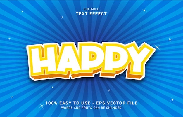 Efeito de texto editável, estilo 3d happy pode ser usado para fazer título