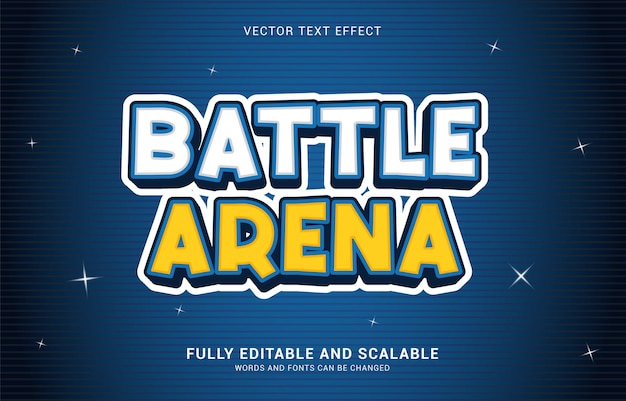 Vetor efeito de texto editável estilo battle arena