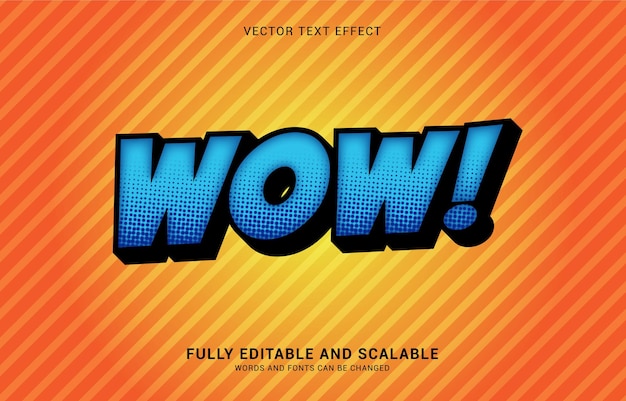 Vetor efeito de texto editável, estilo comic wow pode ser usado para fazer título