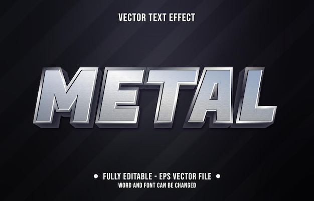 Vetor efeito de texto editável - estilo de cor gradiente metal cromo cinza