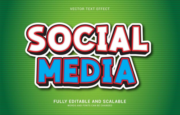 Vetor efeito de texto editável estilo de mídia social