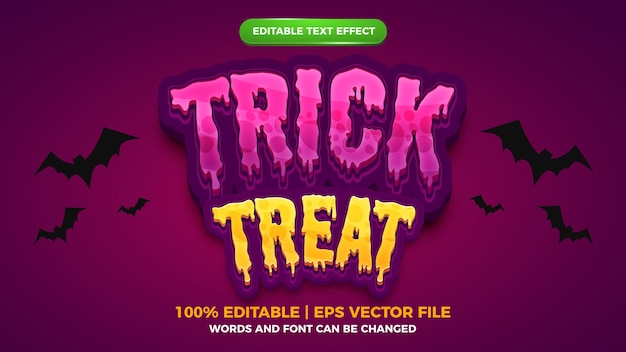 Efeito de texto editável - estilo de modelo de jogo de desenho animado de halloween doçura ou travessura