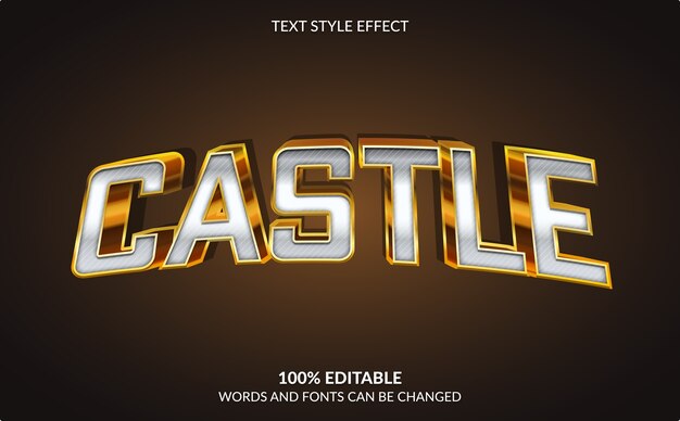 Efeito de texto editável, estilo de texto Golden Castle