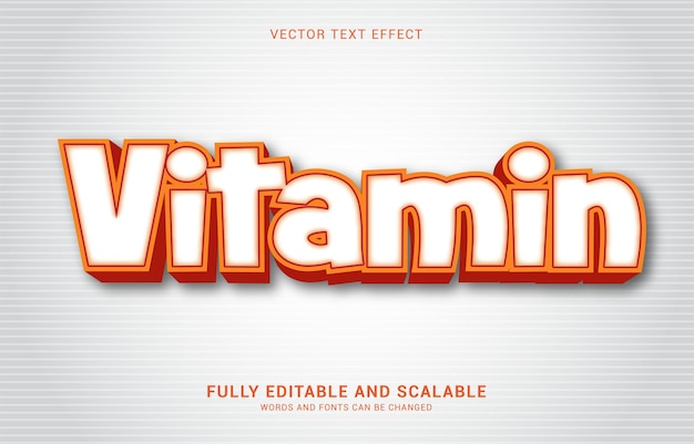 Efeito de texto editável estilo de vitamina